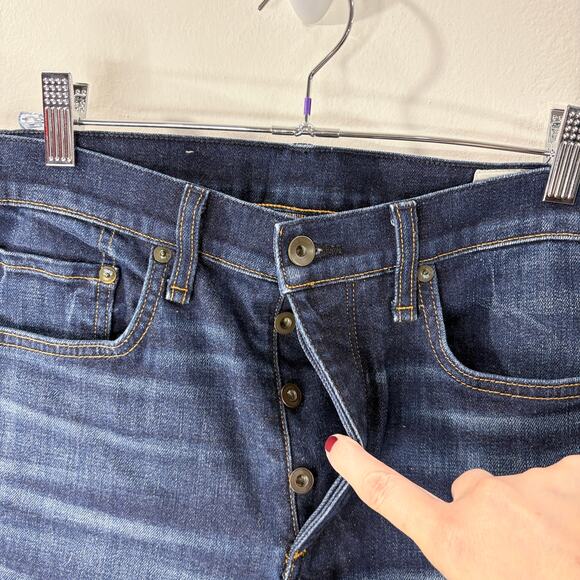 Rag & Bone Mens Size 32W 30L Fit 2 Slim Jeans Button Fly Renegade Dark Wash READ - Picture 4 of 16